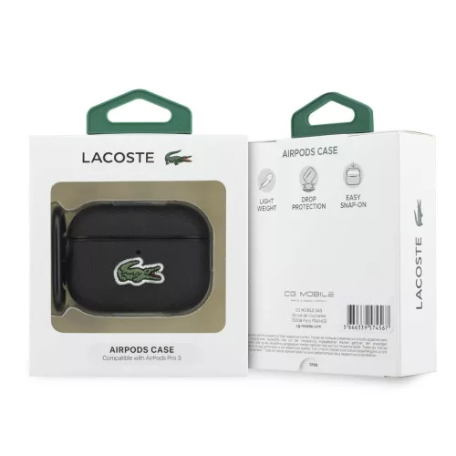 Lacoste Petit Pique Croc Logo Patch tok AirPods Pro 3 készülékhez fekete