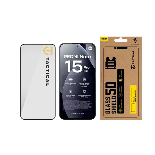 Tactical Glass Shield 5D for Xiaomi Redmi Note 15 Pro készülékhez fekete