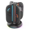 iPega SW2052 töltőállomás RGB világítással JoyCon kontrollerekhez, Nintendo Switch 2 készülékhez, fekete (hibás csomagolás)