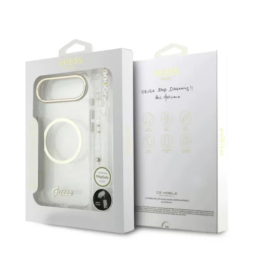 Guess IML Glitter Script Strap MagSafe tok iPhone Air készülékhez átlátszó