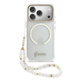   Guess IML Glitter Script Strap MagSafe tok iPhone 17 Pro Max készülékhez átlátszó