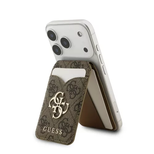 Guess PU 4G Mirror MagSafe Cardslot állvány barna