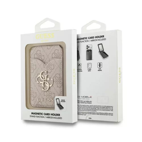 Guess PU 4G Mirror MagSafe Cardslot Stand tok rózsaszín