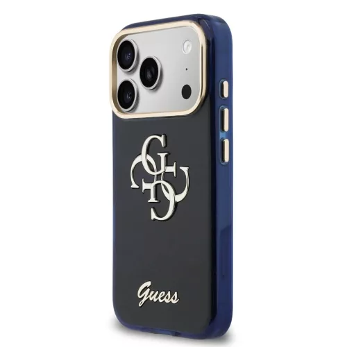 Guess IML 4G Script Metal Logo tok iPhone 17 Pro készülékhez kék