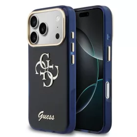  Guess IML 4G Script fém logós tok iPhone 17 Pro Max készülékhez kék