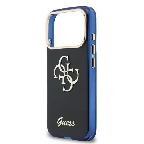 Guess IML 4G Script fém logós tok iPhone 17 Pro Max készülékhez kék