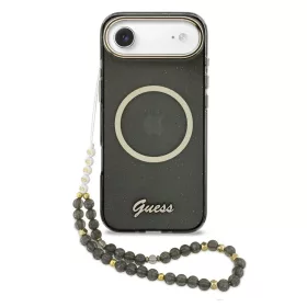   Guess IML Glitter Script Strap MagSafe tok iPhone Air készülékhez, fekete