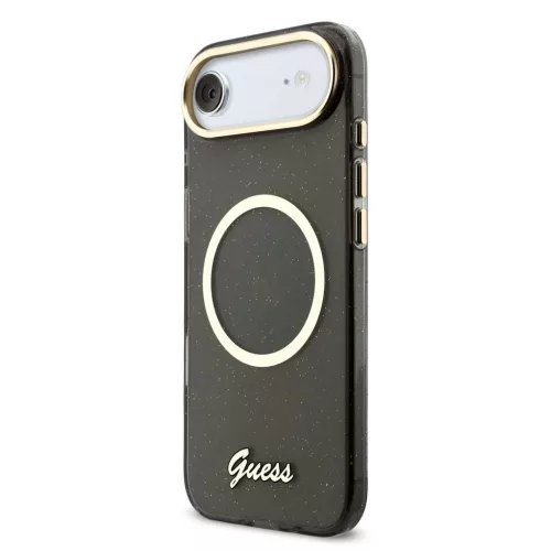 Guess IML Glitter Script Strap MagSafe tok iPhone Air készülékhez, fekete