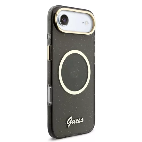 Guess IML Glitter Script Strap MagSafe tok iPhone Air készülékhez, fekete