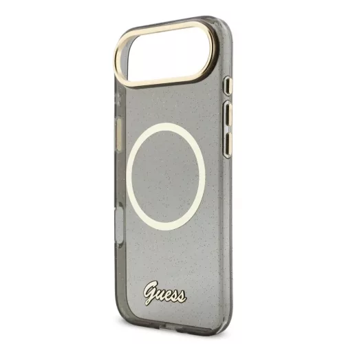 Guess IML Glitter Script Strap MagSafe tok iPhone Air készülékhez, fekete