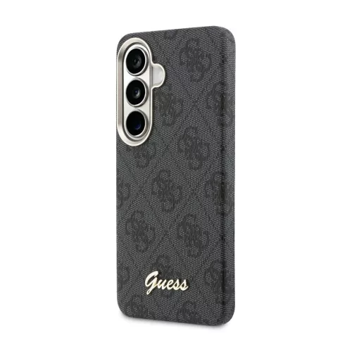 Guess PU 4G Script Metal Logo mágneses tok Samsung Galaxy S26 készülékhez fekete
