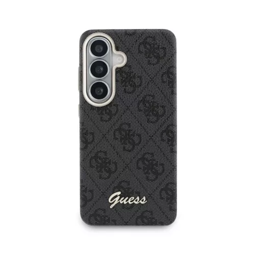 Guess PU 4G Script Metal Logo mágneses tok Samsung Galaxy S26 készülékhez fekete
