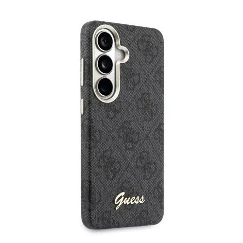 Guess PU 4G Script Metal Logo mágneses tok Samsung Galaxy S26 készülékhez fekete
