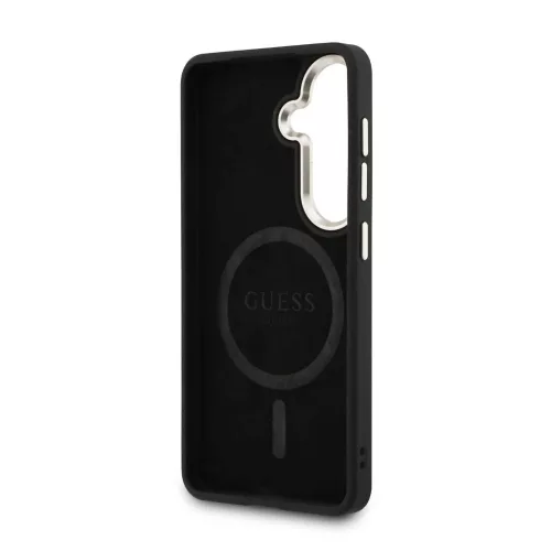 Guess PU-bőr 4G aranykeretes mágneses tok Samsung Galaxy S26 készülékhez fekete