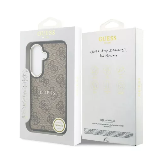 Guess 4G Gold Frame mágneses műbőr tok Samsung Galaxy S26 készülékhez barna