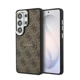   Guess PU bőr 4G Gold Frame mágneses tok Samsung Galaxy S26 Ultra készülékhez barna