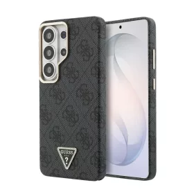   Guess PU-bőr mágneses tok 4G Strass Triangle Logo Gold Frame Samsung Galaxy S26 Ultra készülékhez fekete