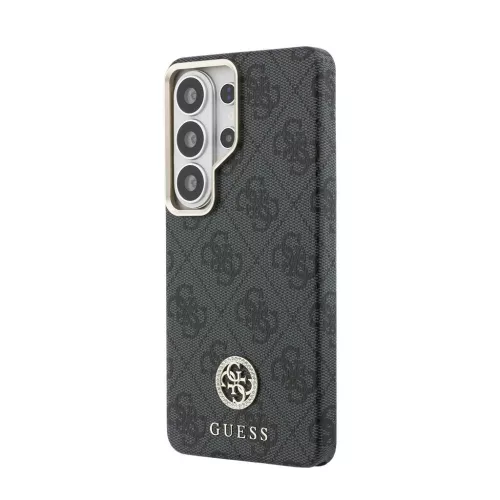 Guess PU bőr 4G strassz logós arany keretes mágneses tok Samsung Galaxy S26 Ultra készülékhez fekete