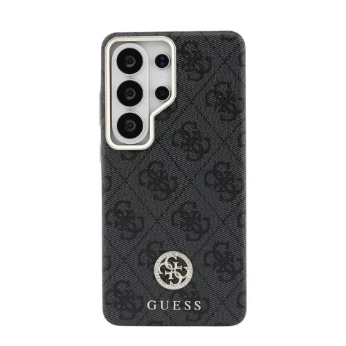 Guess PU bőr 4G strassz logós arany keretes mágneses tok Samsung Galaxy S26 Ultra készülékhez fekete