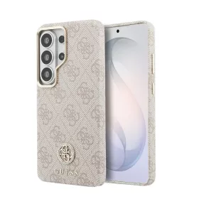   Guess PU-bőr 4G Strass Logo arany keretes mágneses tok Samsung Galaxy S26 Ultra készülékhez rózsaszín