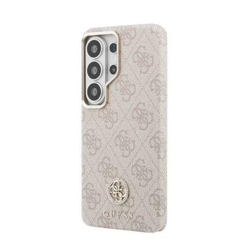 Guess PU-bőr 4G Strass Logo arany keretes mágneses tok Samsung Galaxy S26 Ultra készülékhez rózsaszín