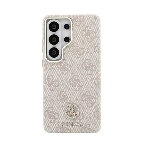 Guess PU-bőr 4G Strass Logo arany keretes mágneses tok Samsung Galaxy S26 Ultra készülékhez rózsaszín