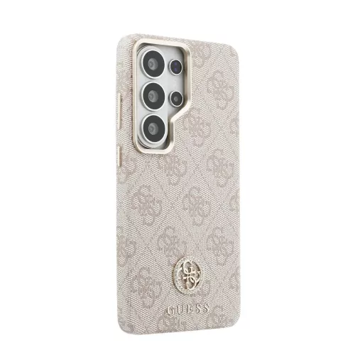 Guess PU-bőr 4G Strass Logo arany keretes mágneses tok Samsung Galaxy S26 Ultra készülékhez rózsaszín
