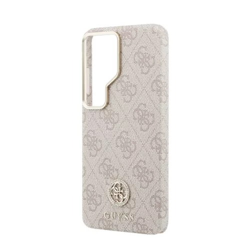 Guess PU-bőr 4G Strass Logo arany keretes mágneses tok Samsung Galaxy S26 Ultra készülékhez rózsaszín