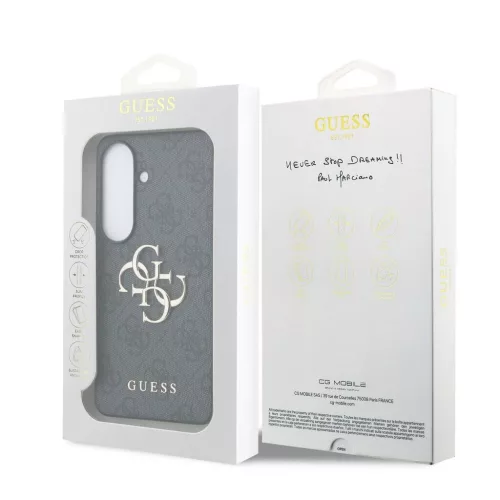 Guess PU 4G Metal Logo tok Samsung Galaxy S25 készülékhez, szürke