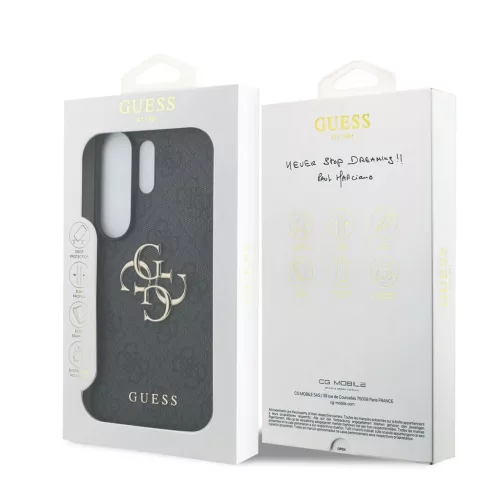 Guess PU 4G Metal Logo tok Samsung Galaxy S25 Ultra készülékhez szürke