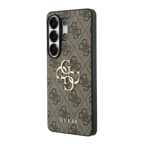 Guess PU 4G fém logós tok Samsung Galaxy S26 Ultra készülékhez barna