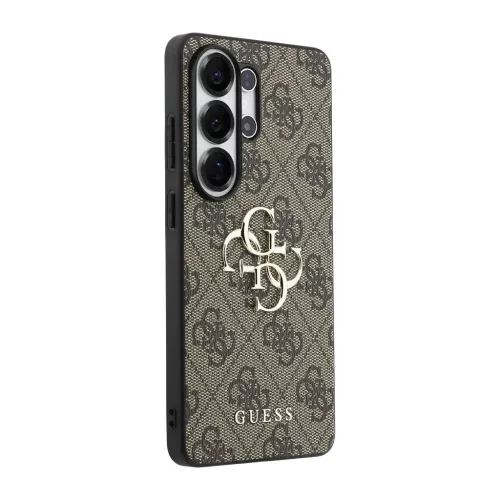 Guess PU 4G fém logós tok Samsung Galaxy S26 Ultra készülékhez barna