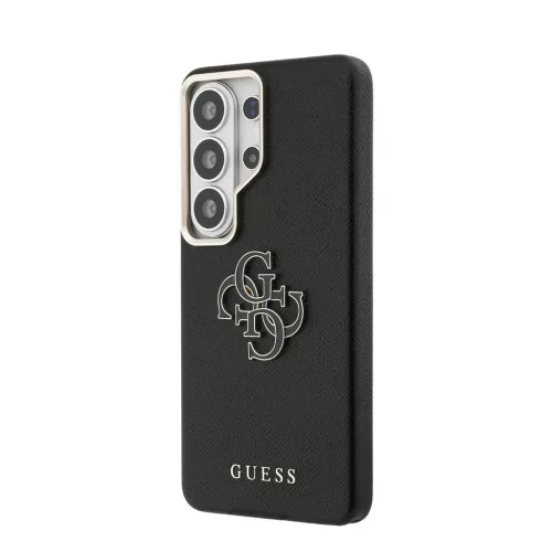 Guess PU 4G Resin Metal Logo tok Samsung Galaxy S26 Ultra készülékhez, fekete