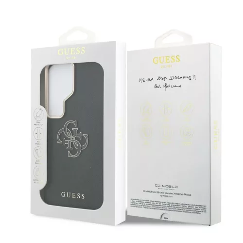 Guess PU 4G Resin Metal Logo tok Samsung Galaxy S26 Ultra készülékhez, fekete