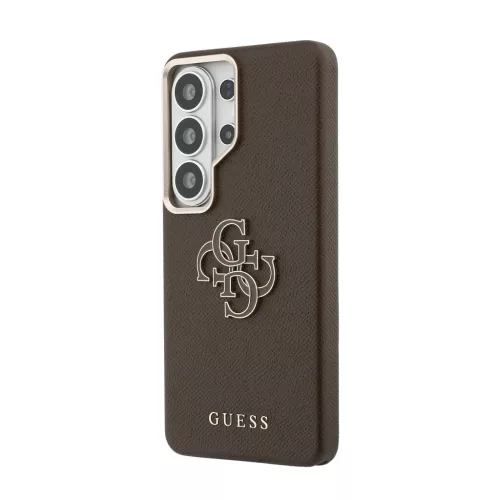 Guess PU 4G Resin Metal Logo tok Samsung Galaxy S26 Ultra készülékhez barna