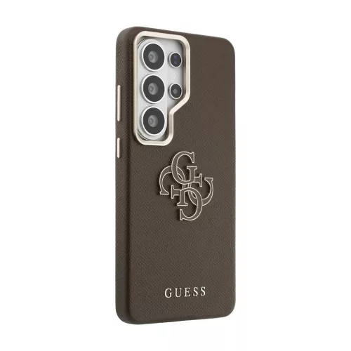 Guess PU 4G Resin Metal Logo tok Samsung Galaxy S26 Ultra készülékhez barna