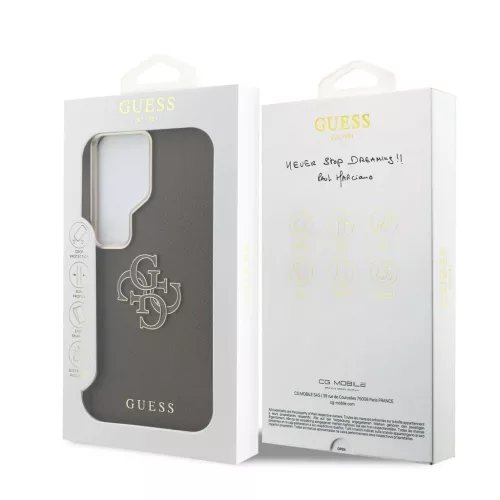 Guess PU 4G Resin Metal Logo tok Samsung Galaxy S26 Ultra készülékhez barna