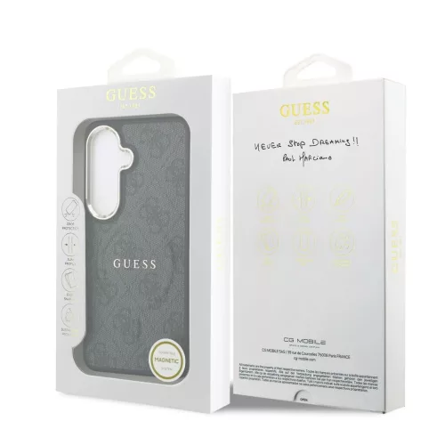 Guess műbőr 4G aranykeretes mágneses tok Samsung Galaxy S26+ készülékhez fekete