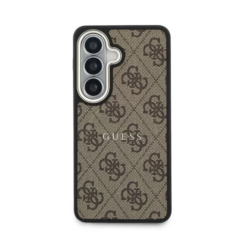 Guess 4G PU-bőr mágneses tok Samsung Galaxy S26+ készülékhez, arany kerettel, barna