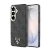 Guess PU bőr mágneses tok Samsung Galaxy S26 készülékhez, 4G strasszköves háromszög logó, arany keret, fekete