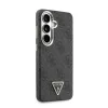 Guess PU bőr mágneses tok Samsung Galaxy S26 készülékhez, 4G strasszköves háromszög logó, arany keret, fekete