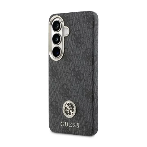 Guess PU bőr 4G Strass Logo arany keretes mágneses tok Samsung Galaxy S26 készülékhez, fekete