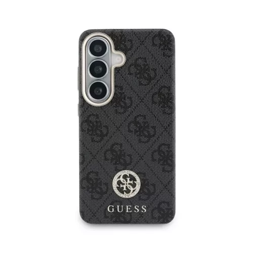 Guess PU bőr 4G Strass Logo arany keretes mágneses tok Samsung Galaxy S26 készülékhez, fekete
