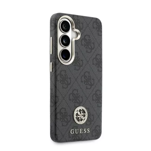 Guess PU bőr 4G Strass Logo arany keretes mágneses tok Samsung Galaxy S26 készülékhez, fekete