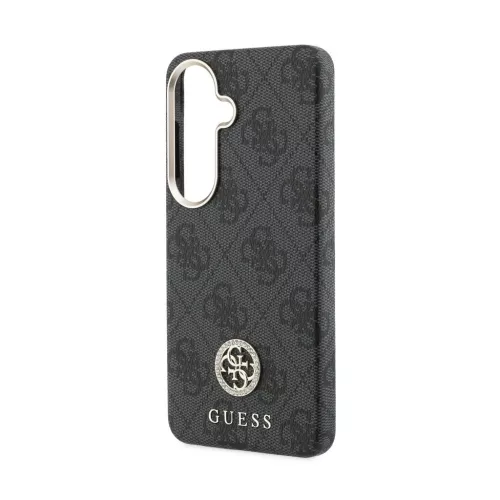 Guess PU bőr 4G Strass Logo arany keretes mágneses tok Samsung Galaxy S26 készülékhez, fekete