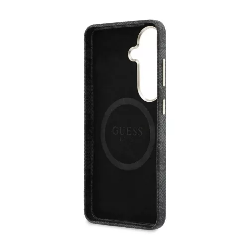 Guess PU bőr 4G Strass Logo arany keretes mágneses tok Samsung Galaxy S26 készülékhez, fekete