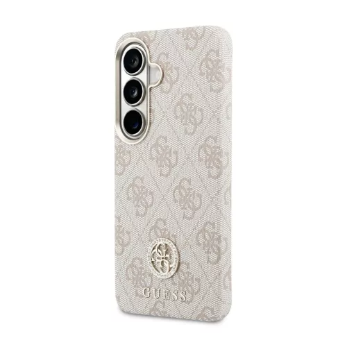 Guess PU-bőr 4G Strass Logo arany keretes mágneses tok Samsung Galaxy S26 készülékhez rózsaszín