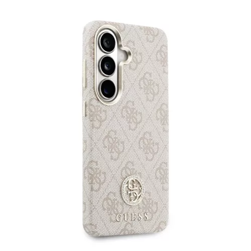Guess PU-bőr 4G Strass Logo arany keretes mágneses tok Samsung Galaxy S26 készülékhez rózsaszín