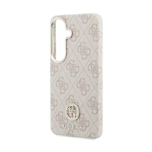 Guess PU-bőr 4G Strass Logo arany keretes mágneses tok Samsung Galaxy S26 készülékhez rózsaszín