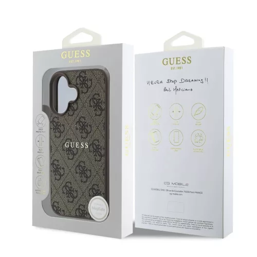 Guess PU 4G Classic Logo MagSafe tok iPhone 16 Plus készülékhez barna